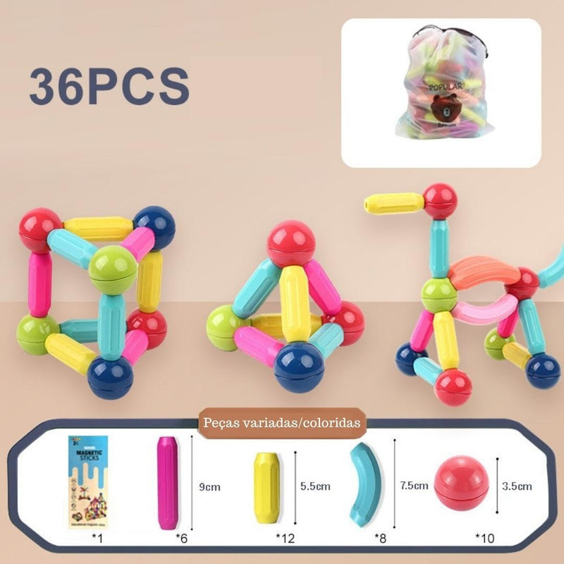 Blocos de Construção Magnéticos para Crianças - Constru Kids®